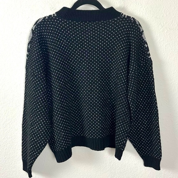 Vintage 80s Adele Art Deco Nouveau Floral Crewneck Sweater Medium Large Metallic - Picture 7 of 10